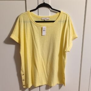 LOFT Yellow Button-Detail Top